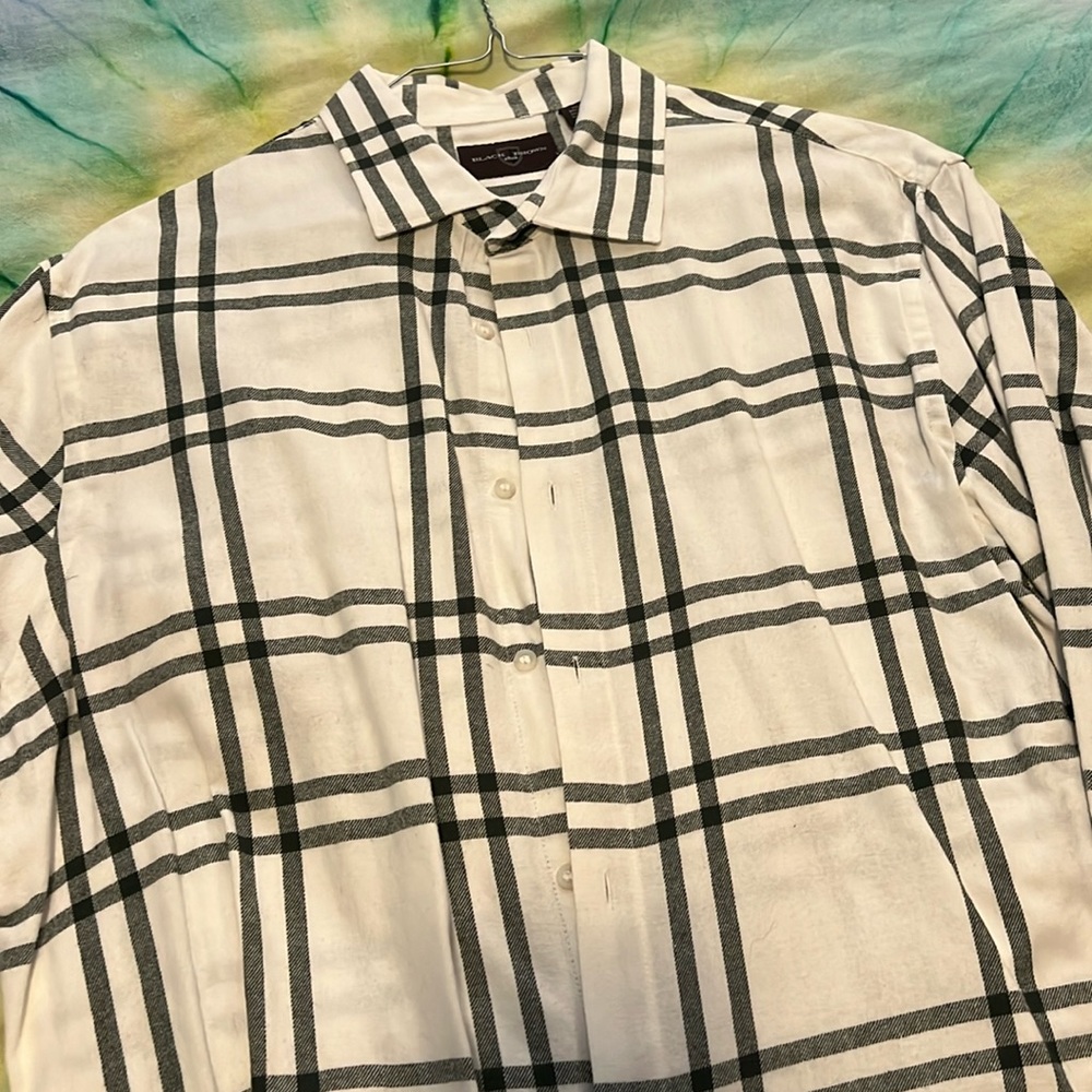 Black Brown 1826 white / dark green button down